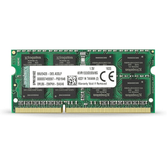 Memoria RAM Kingston 8GB DDR3 SODIMM 1333 MHz KVR1333D3S9/8G