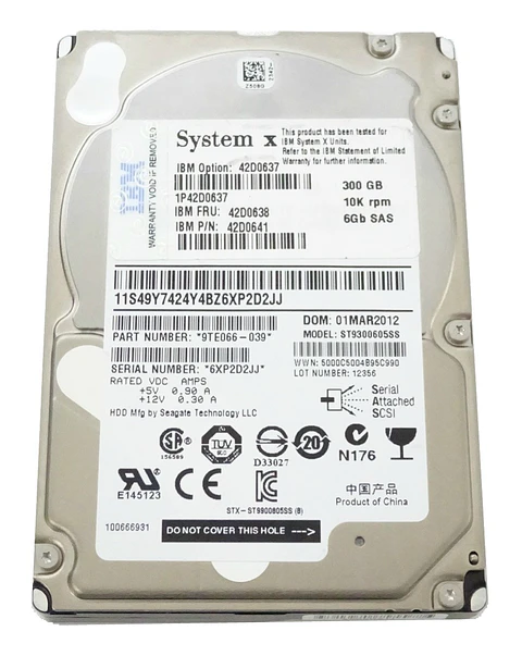 Disco Duro IBM 300 Gb 10K 6G Sas  42D0638