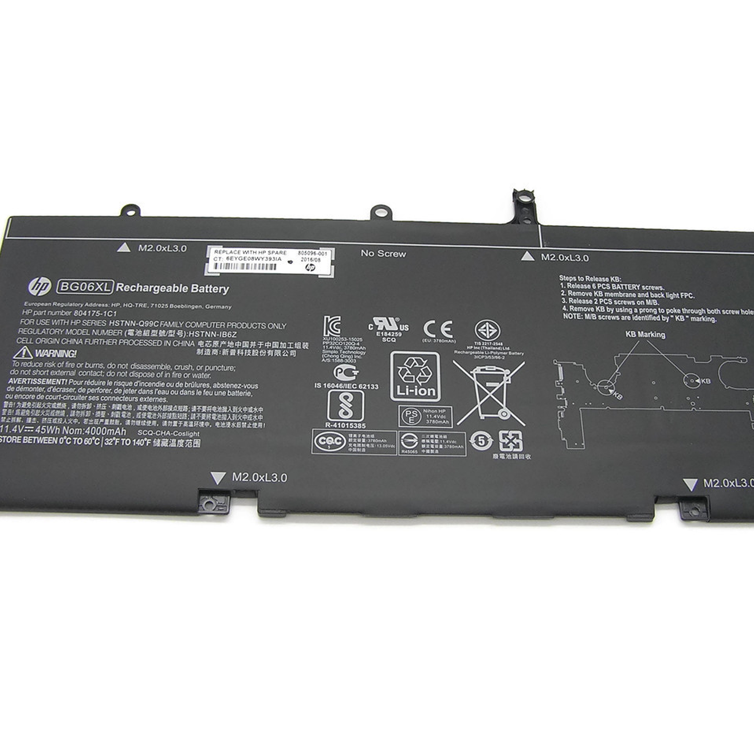 Bateria Original HP Bg06Xl 45Wh 1 805096-005 1