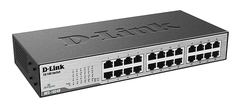 Switch 24-ports 10/100Mbps Unmanaged rack kit in DES-1024D