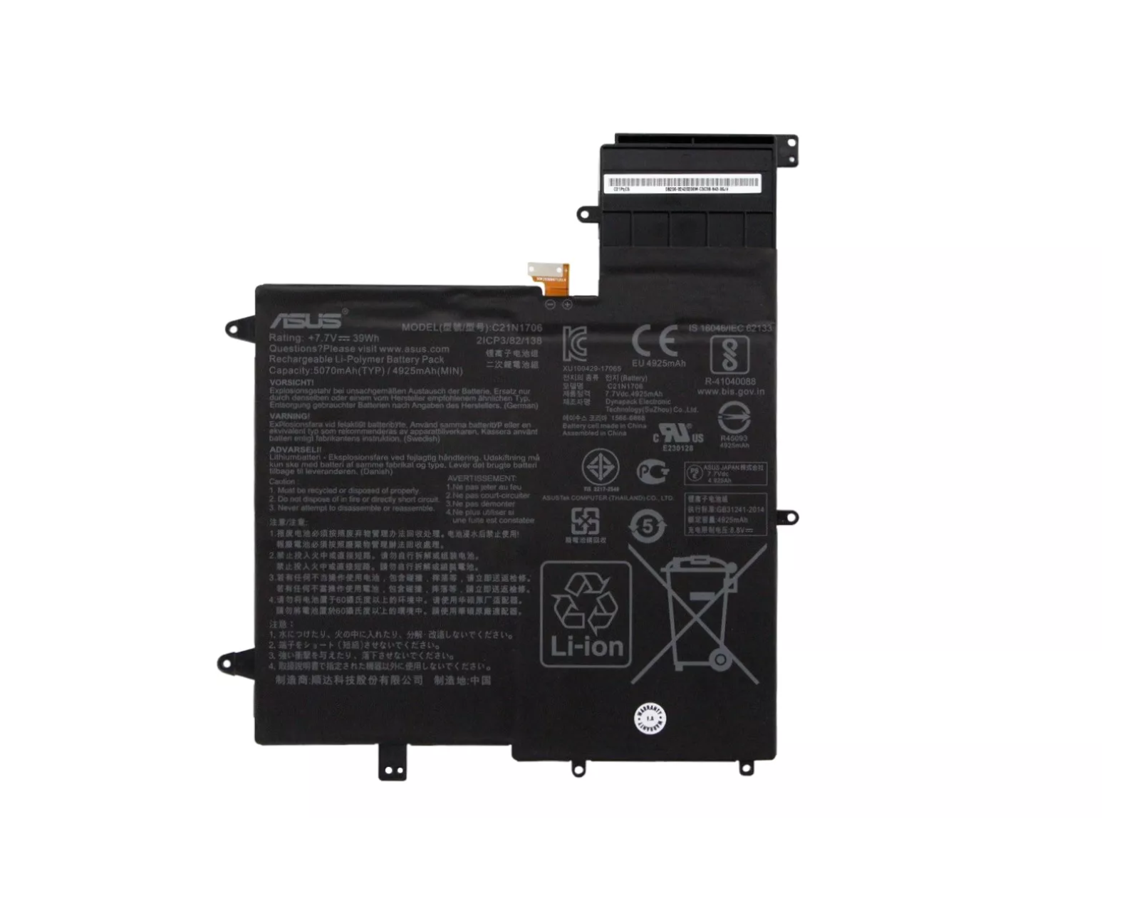 Bateria Asus Zenbook Flip S Ux370Ua Ux370F Ux370Uaf 7.7V 39Wh 2 Celdas Type A C21N1706 1