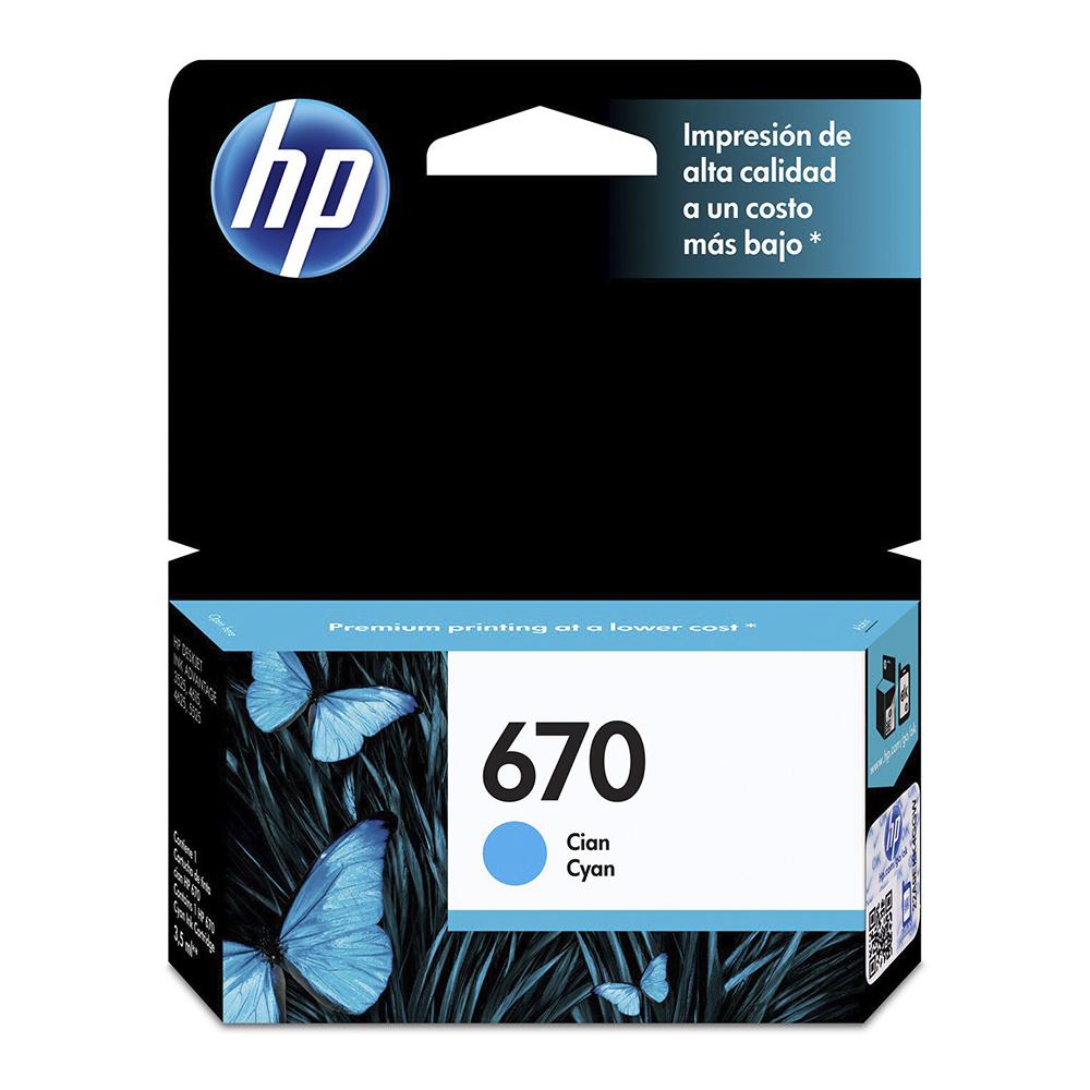 Tinta Hp 670 Cyan Ink Cartridge CZ114AL 1