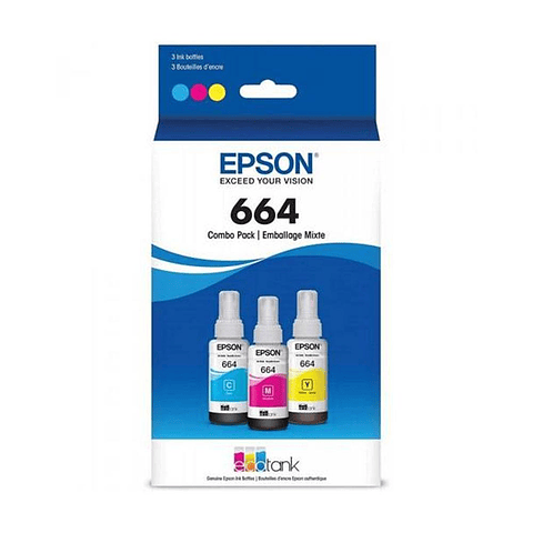 Tinta Epson Juego De S T664 - Pack 3 Unid. Colores T664520-3P