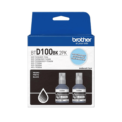Pack 2 Tintas Brother Btd100Bk Negro BTD100BK2PK