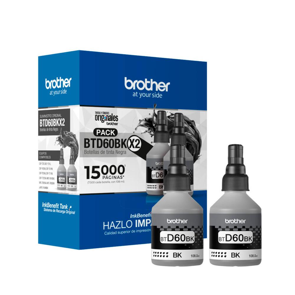 Tinta Brother Pack Btd60Bkx2 (2 S Negro) BTD602PKMEX 1