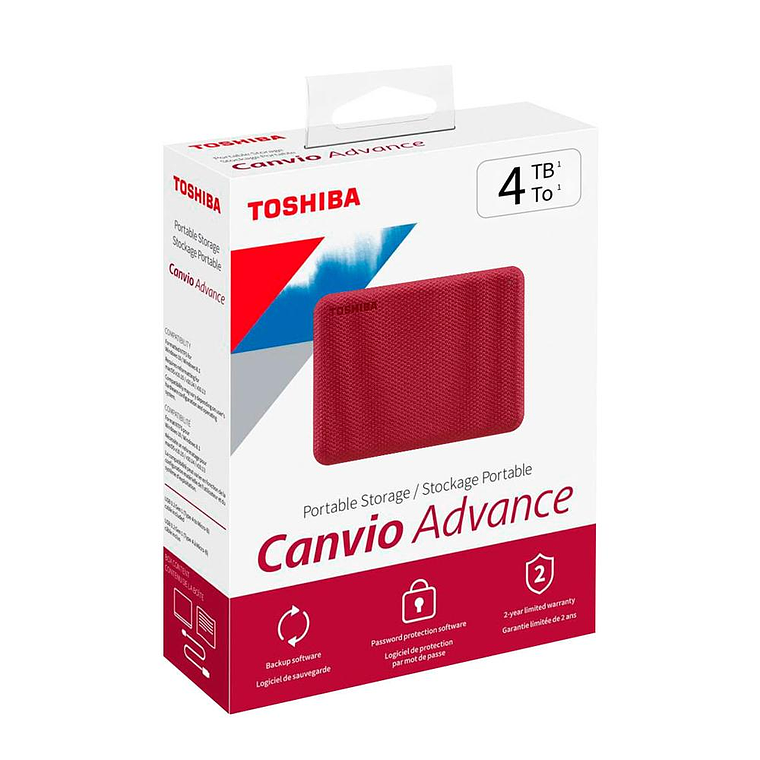 Disco Duro Toshiba 4Tb Externo Canvio Advance Rojo HDTCA40XR3CA 1
