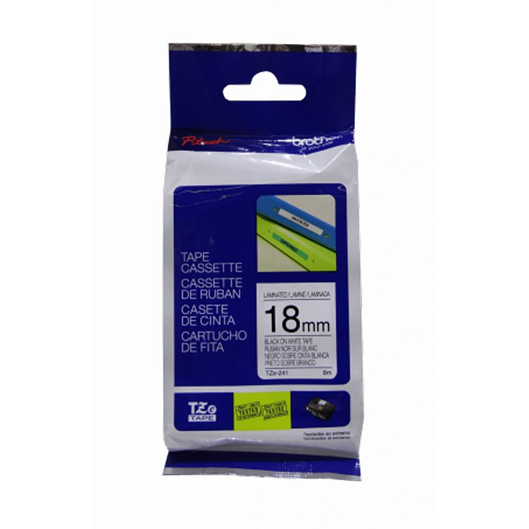 Cinta Brother Tze-241 Laminada Negro Sobre Blanco TZE241 1