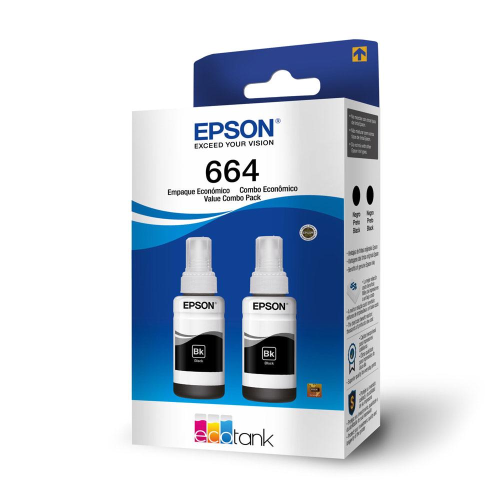 Tinta Epson Juego De S T664 - Pack 2 Unid. Negro T664120-2P 1