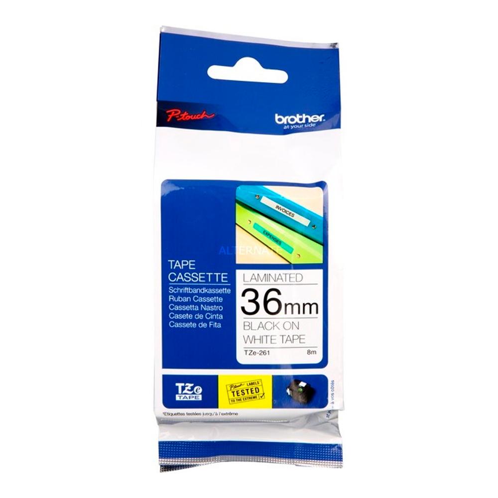 Cinta Brother Tzes261 Laminada Blanco Sobre Negro 1