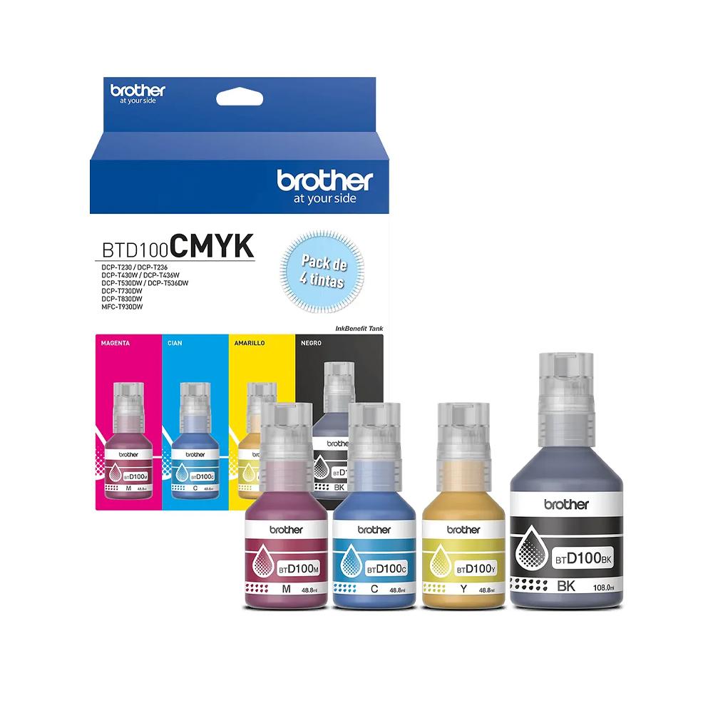 Pack Tintas Brother Btd100 C/M/Y/Bk BTD100CMYK 1