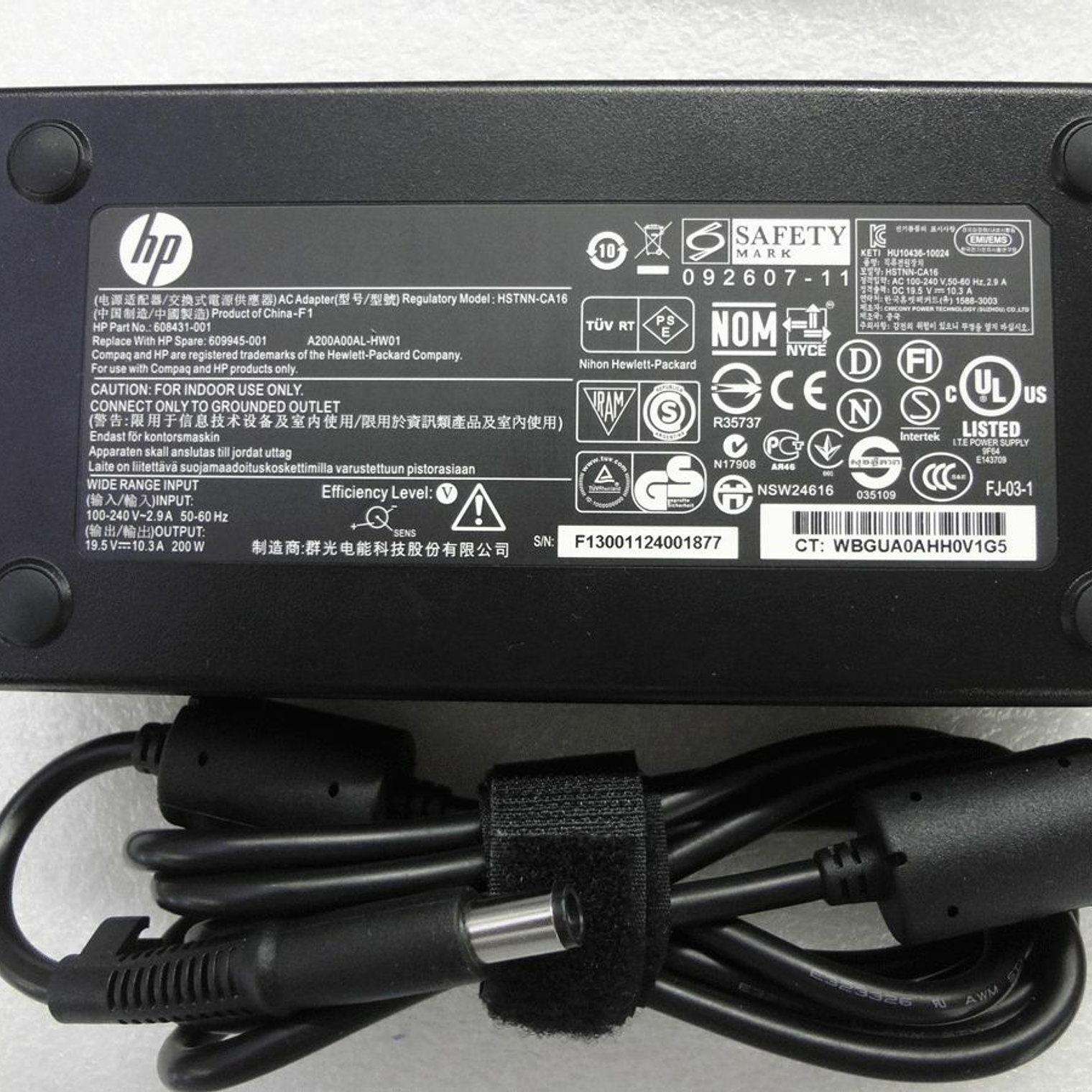 Cargador Original HP 200W 19.5V 1 910845-001 1