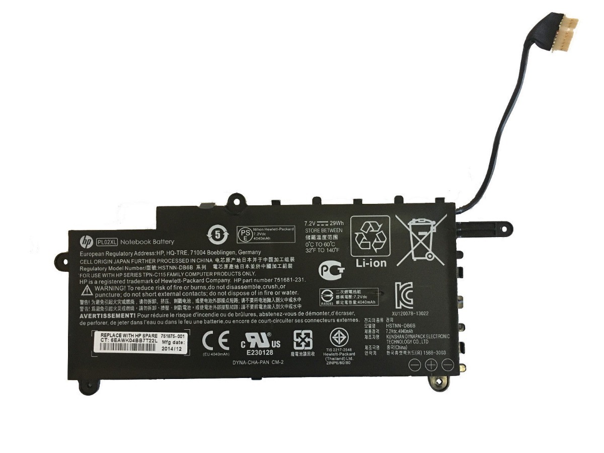 Bateria Original HP 2 Celdas 3.82 751875-005 1