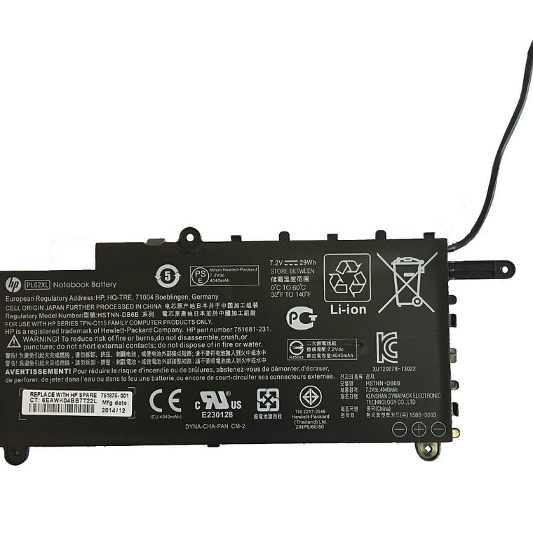 Bateria Original HP 2 Celdas 3.82 751875-005 1