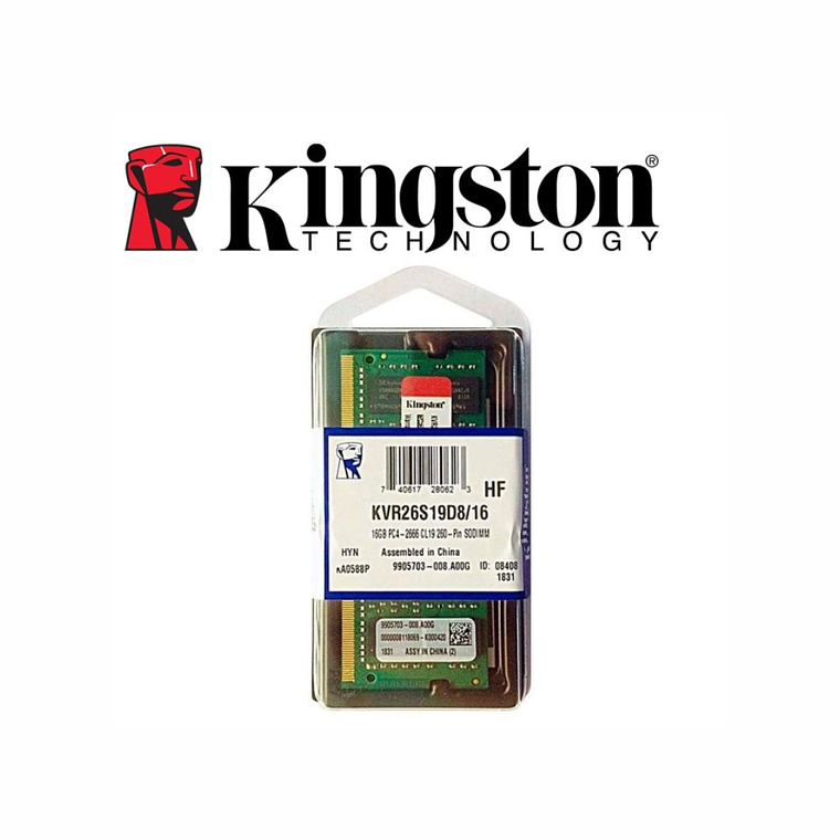 Memoria Ram Kingston 1x16GB SODIMM DDR4-2666 KVR26S19D8/16 1