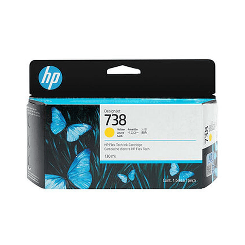 Tinta HP 738 130-ml Yellow DesignJet Ink Cartridge - 498N7A