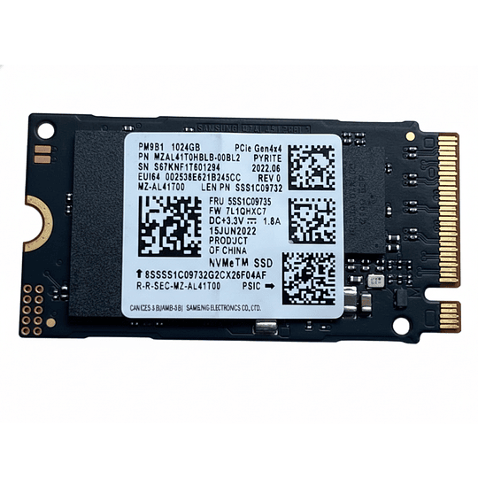 Unidad SSD SAMSUNG 1TB (1024 GB) M.2 2242 NVMe PCIe Gen 4x4 Single side MZ-AL41T00 PM9B1