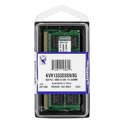Memoria RAM Kingston 8GB DDR3 SODIMM 1333 MHz KVR1333D3S9/8G