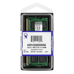 Memoria RAM Kingston 8GB DDR3 SODIMM 1333 MHz KVR1333D3S9/8G