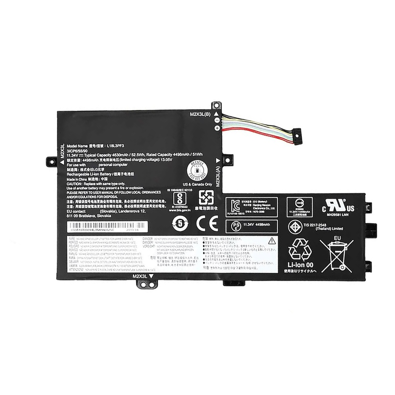 Bateria Para Lenovo Ideapad C340 S340-14Api S340-15Iwl 11.4V 52.5Wh L18L3Pf7 L18M3Pf6 L18L3Pf2 L18C3Pf7 1