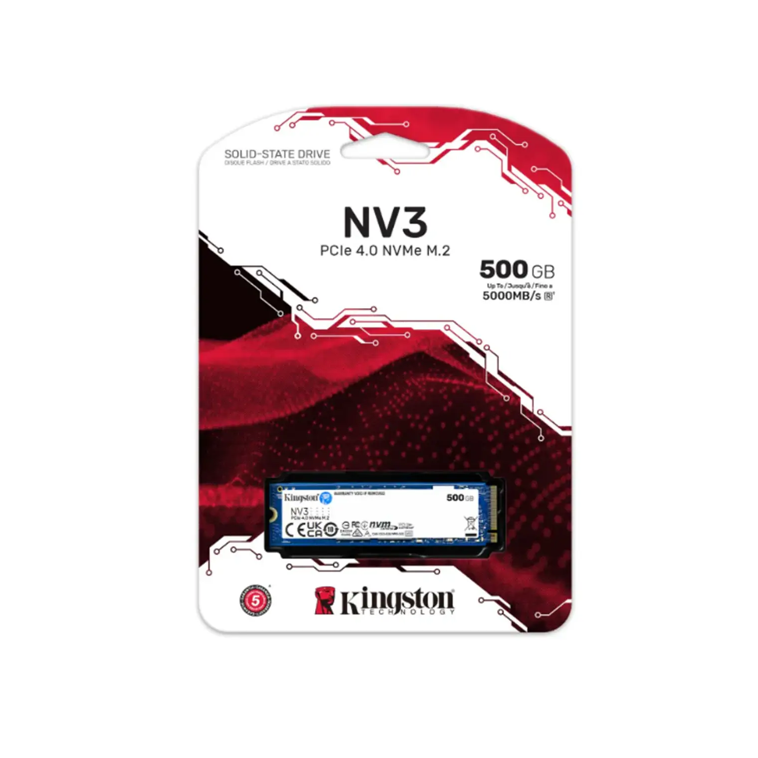 Unidad SSD Kingston NV3 500GB M.2 2280 NVMe PCIe 4.0 x4 SNV3S/500G 1