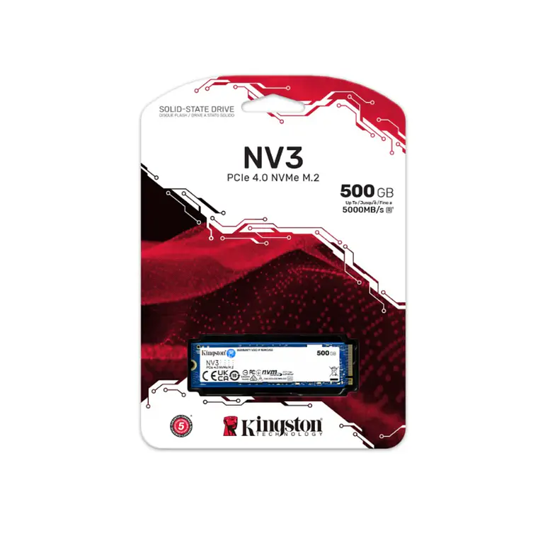 Unidad SSD Kingston NV3 500GB M.2 2280 NVMe PCIe 4.0 x4 SNV3S/500G 1