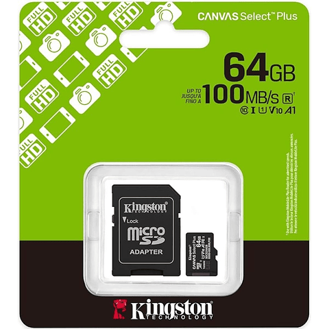 Memoria Kingston 64GB 100MB/s MicroSDXC Canvas Select Plus  SDCS3/64GB