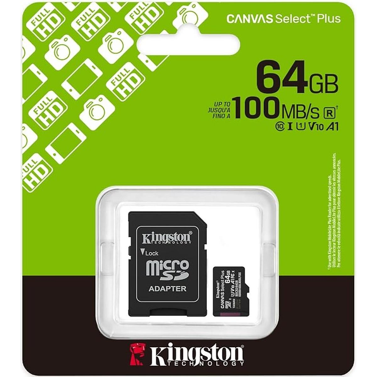 Memoria Kingston 64GB 100MB/s MicroSDXC Canvas Select Plus  SDCS3/64GB 1