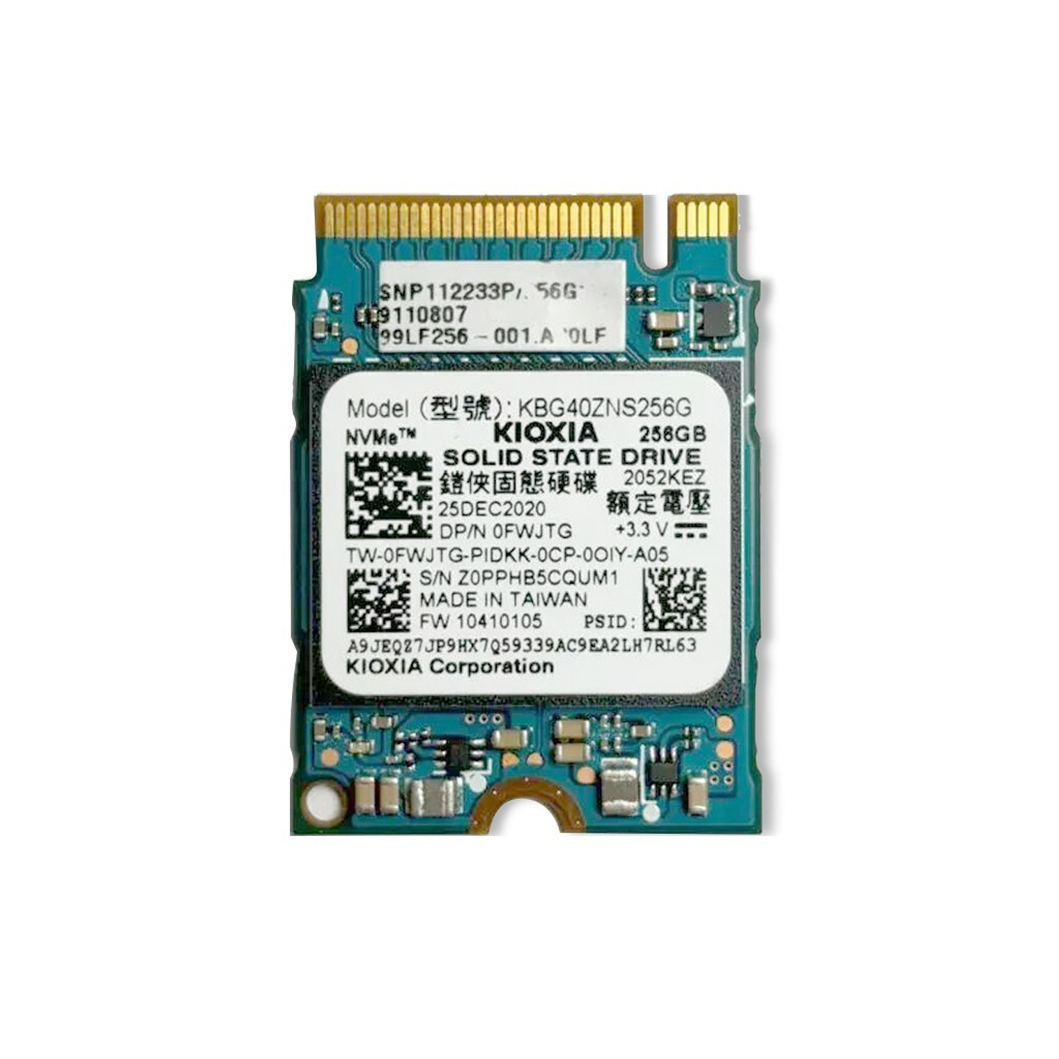Unidad SSD Dell Kioxia 256GB Gen 3x4 SSD KBG40ZNS256G M.2 2230 NVMe PCIe FWJTG  0FWJTG 1