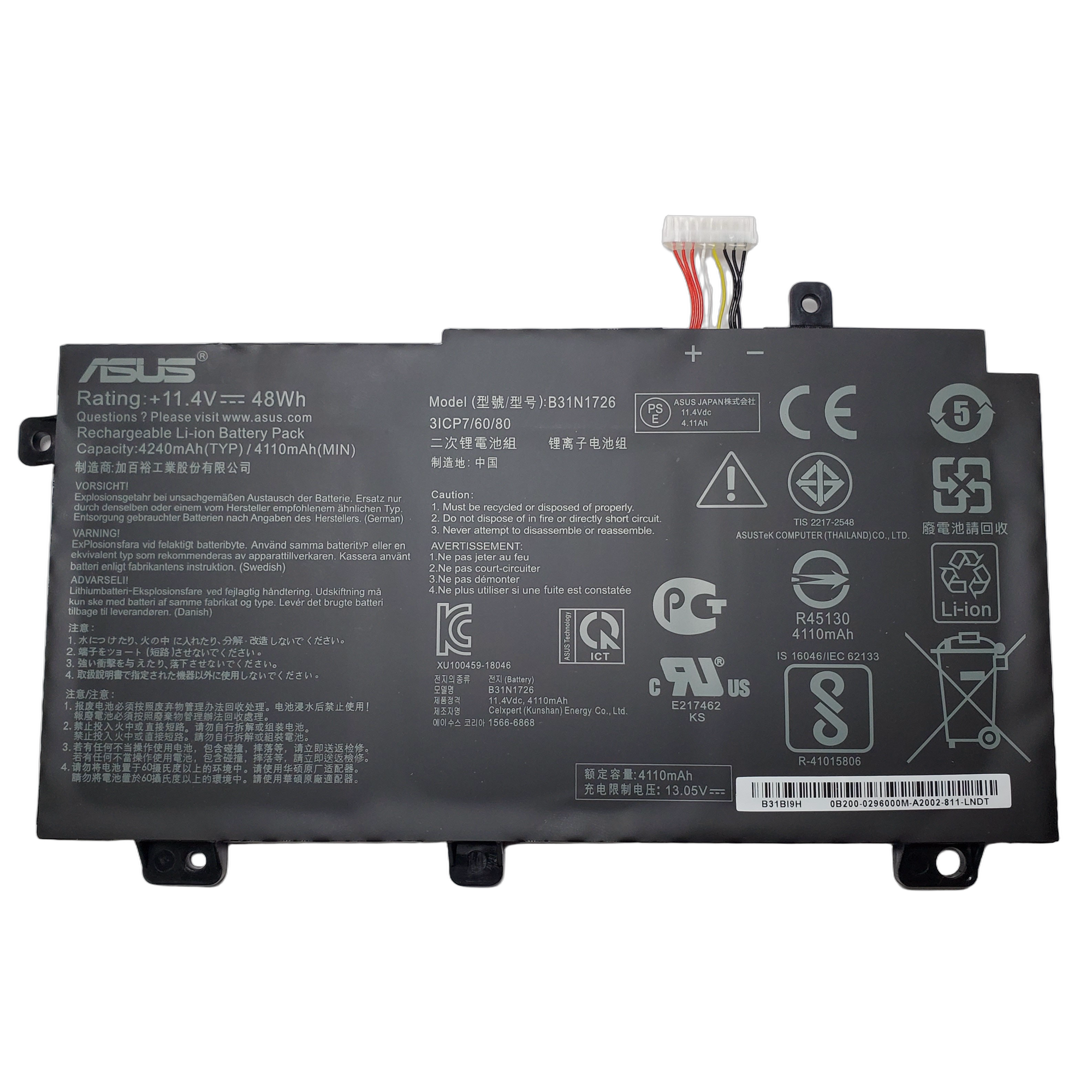 Bateria Asus Gaming Fx504 Fa506 Fa706 Rog G15 48Wh 4050 Amp 11.4V Type A B31N1726 1