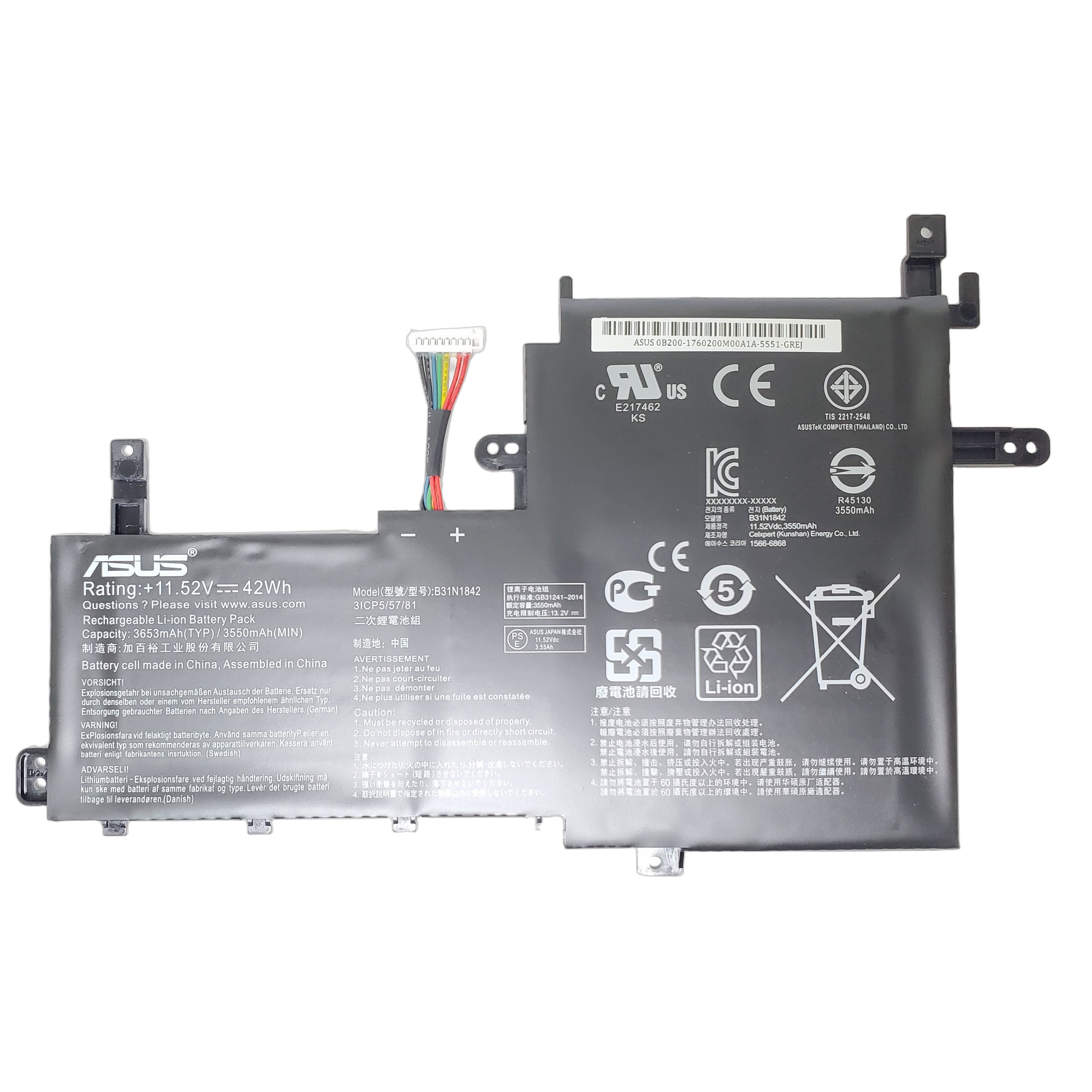 Bateria Asus Vivobook S15 S531Fa S531Fl S531Fa Series 11.52V 42Wh B31N1842 1