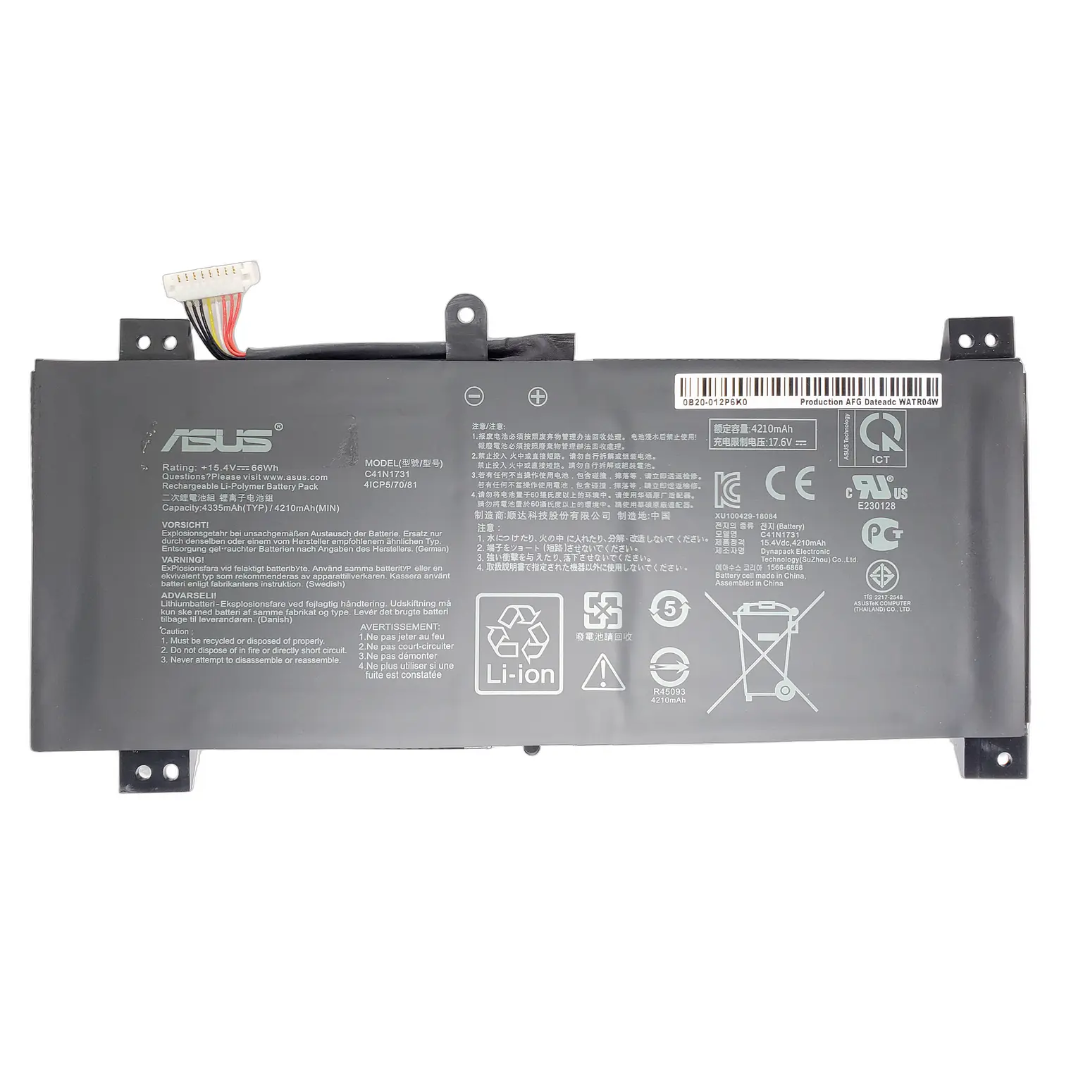 Bateria para Asus ROG Strix Gl704Gw 66W 15.4V C41N1731 Type C C41N1731 1