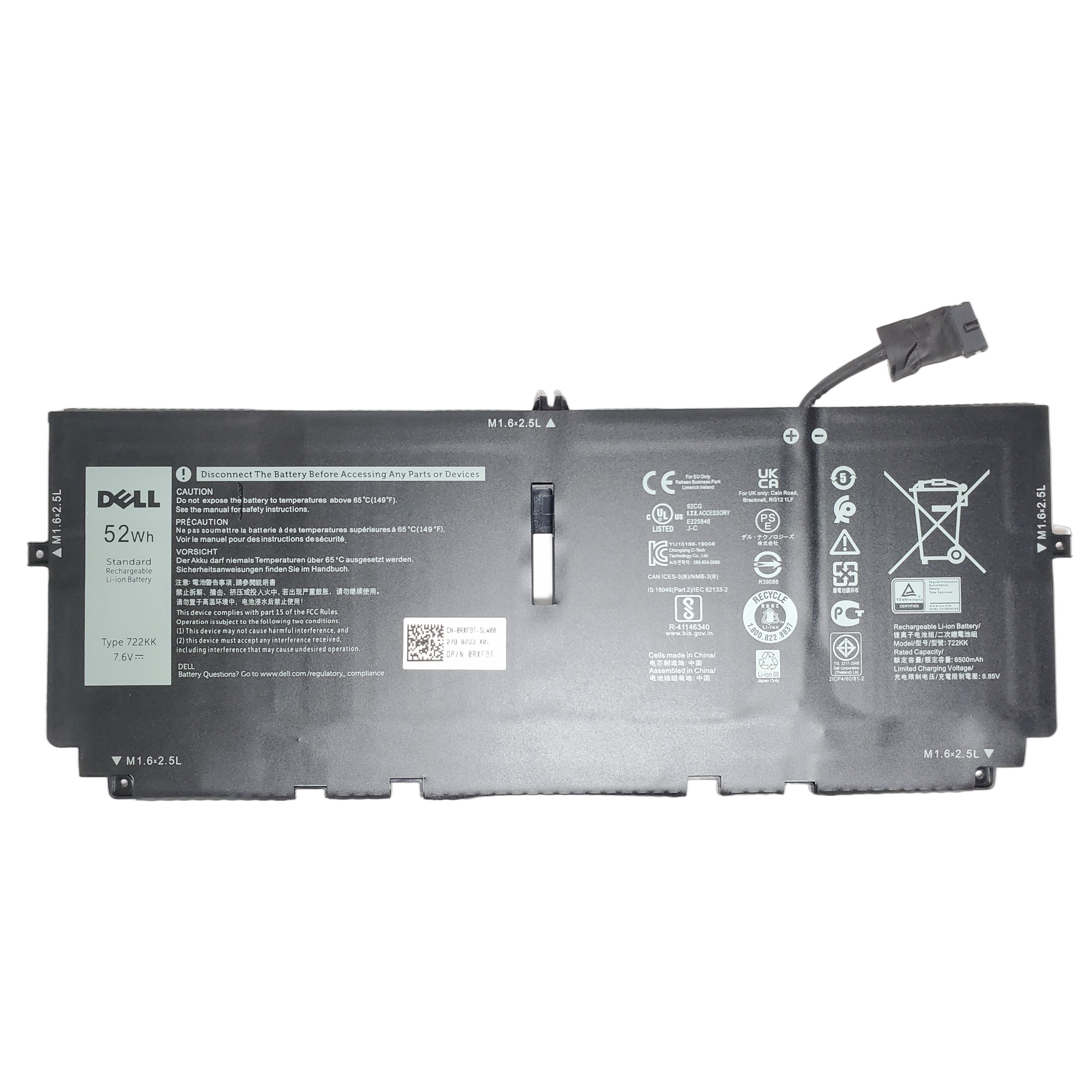 Bateria Dell Xps 13 9300 9310 9380 52W 4 Celdas 7.6V Wn0N0 1