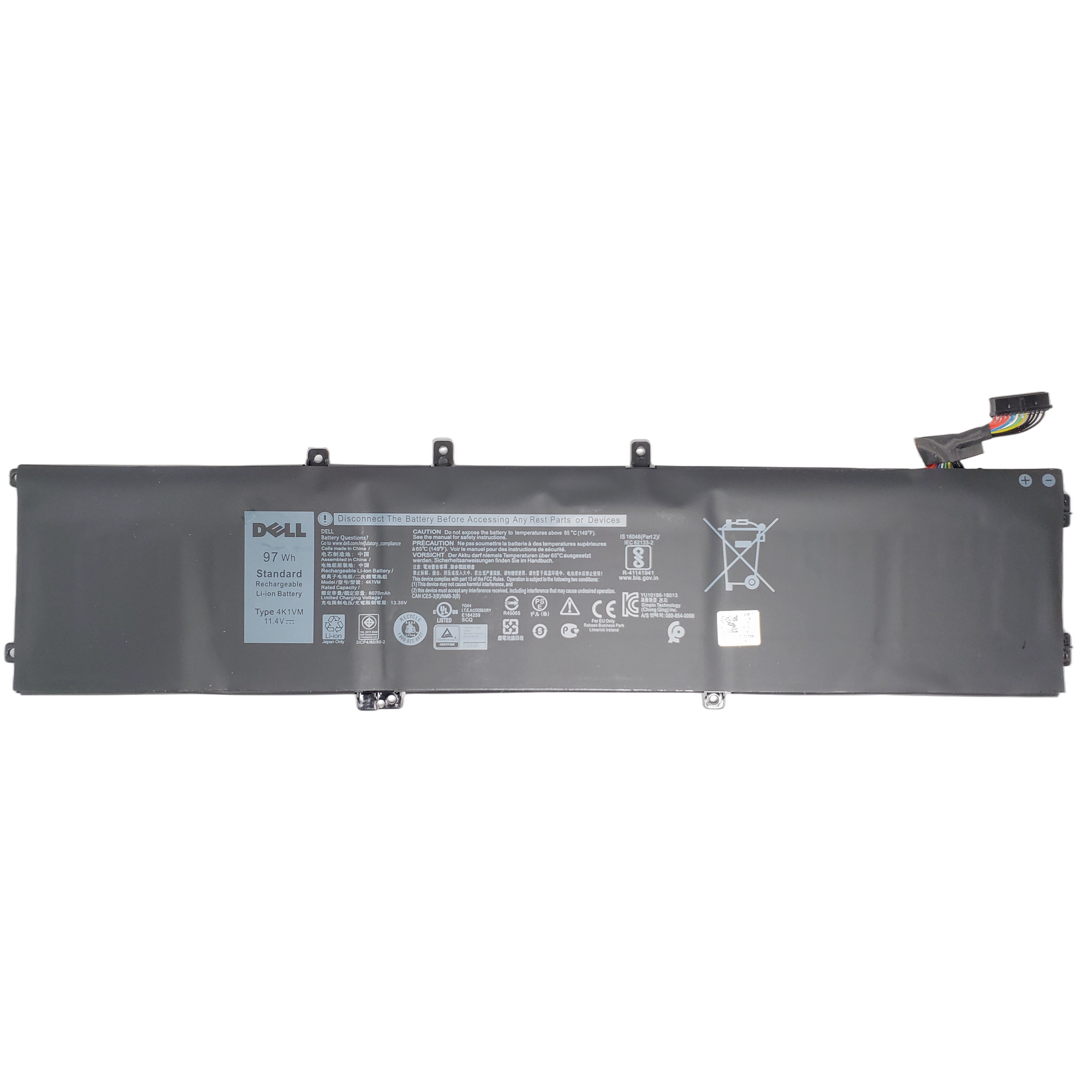 Bateria Dell 4K1Vm Black 8070Mah 97Wh 11.4V 6 Celdas 0W62W6 1