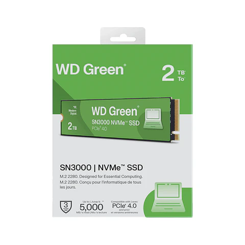 Unidad SSD WD Green 2TB M.2 2280 PCI-e 4.0x4 SN3000/NVMe WDS200T4G0E