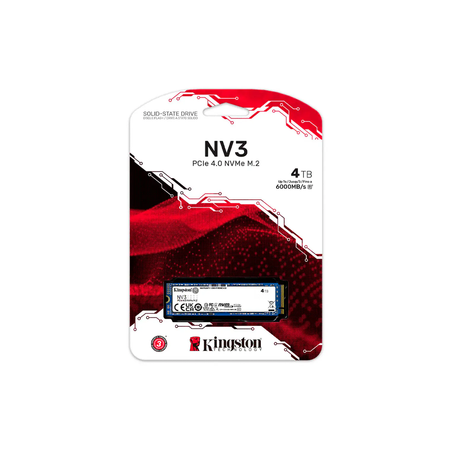 Unidad SSD Kingston 4TB NV3 PCI-e 4.0 NVMe M.2 SNV3S/4000G 1