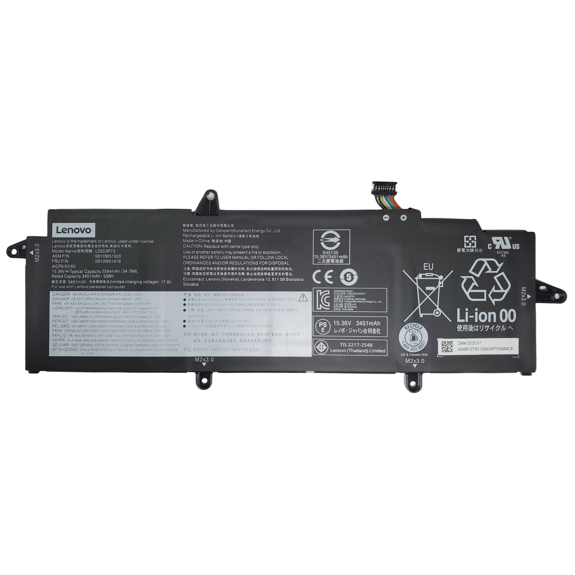 Bateria Lenovo Thinkpad X13 Gen 2 54.7Wh 15.36V 4 Celdas 5B10W51825 Type B 5B10W51825 1