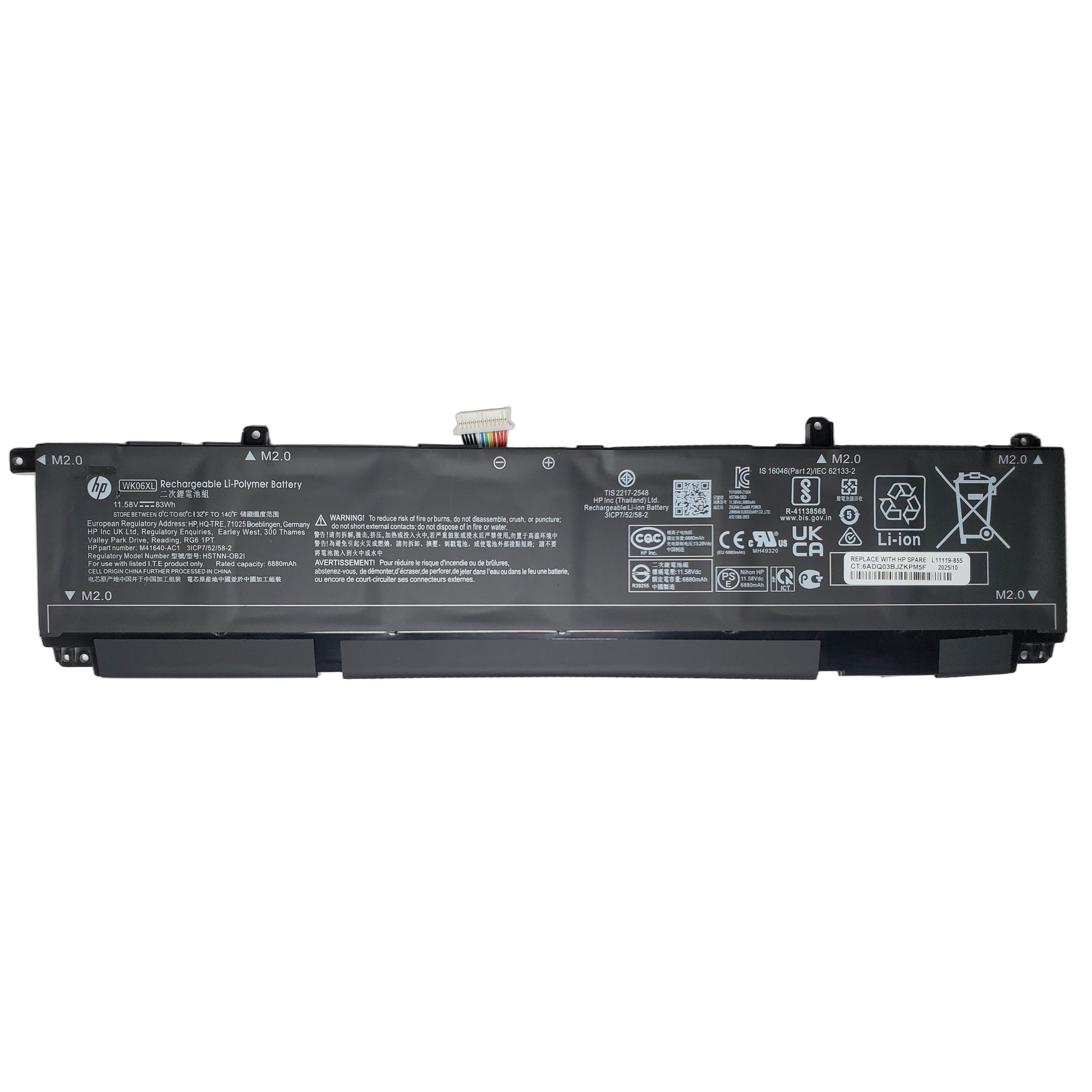 Bateria HP Omen 16-B 11.58V 6880mAh 83Wh WK06XL M41711-005 1
