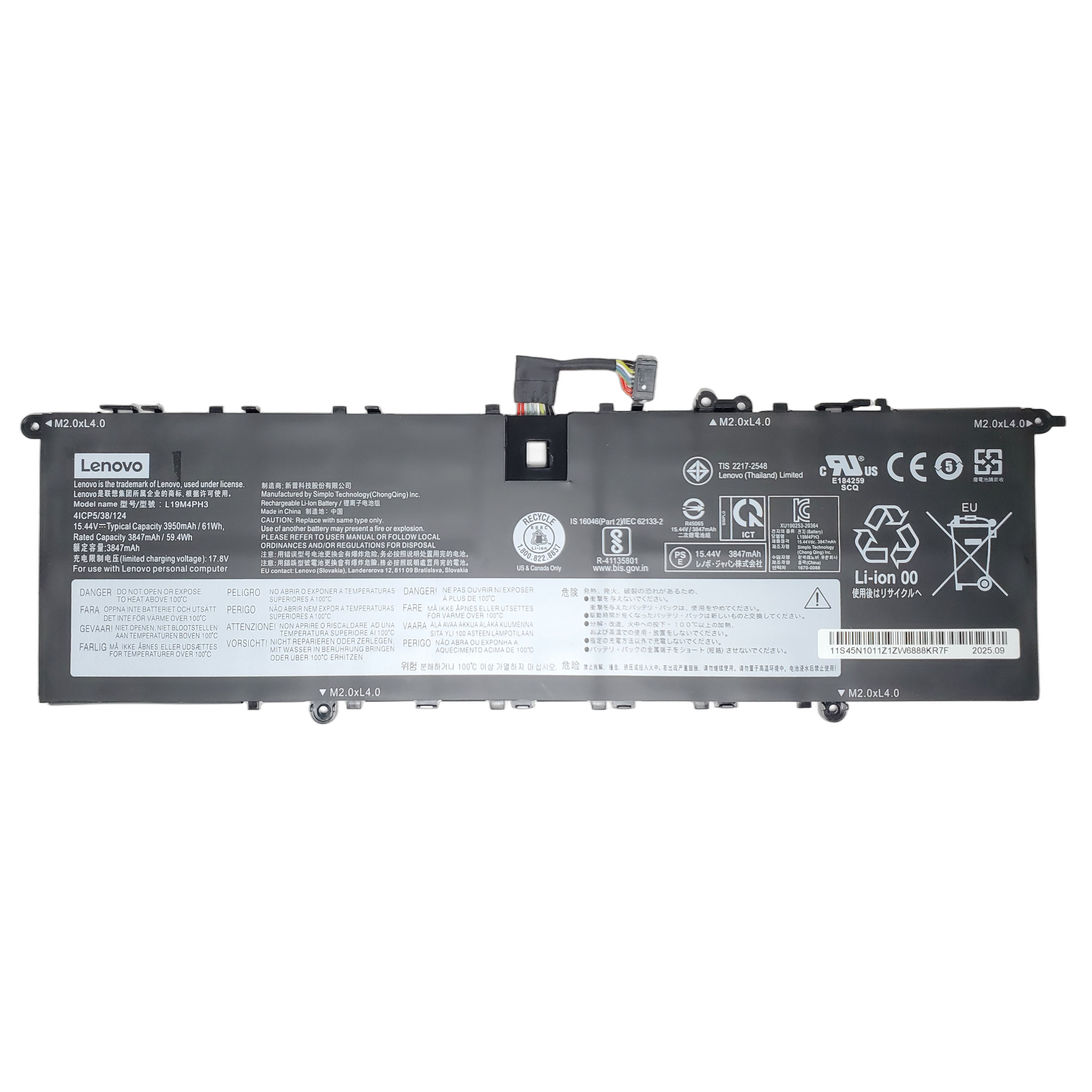 Bateria para Lenovo Yoga Slim 7 Pro Series 15.44V 61Wh L19D4Ph3 L19C4Ph3 1