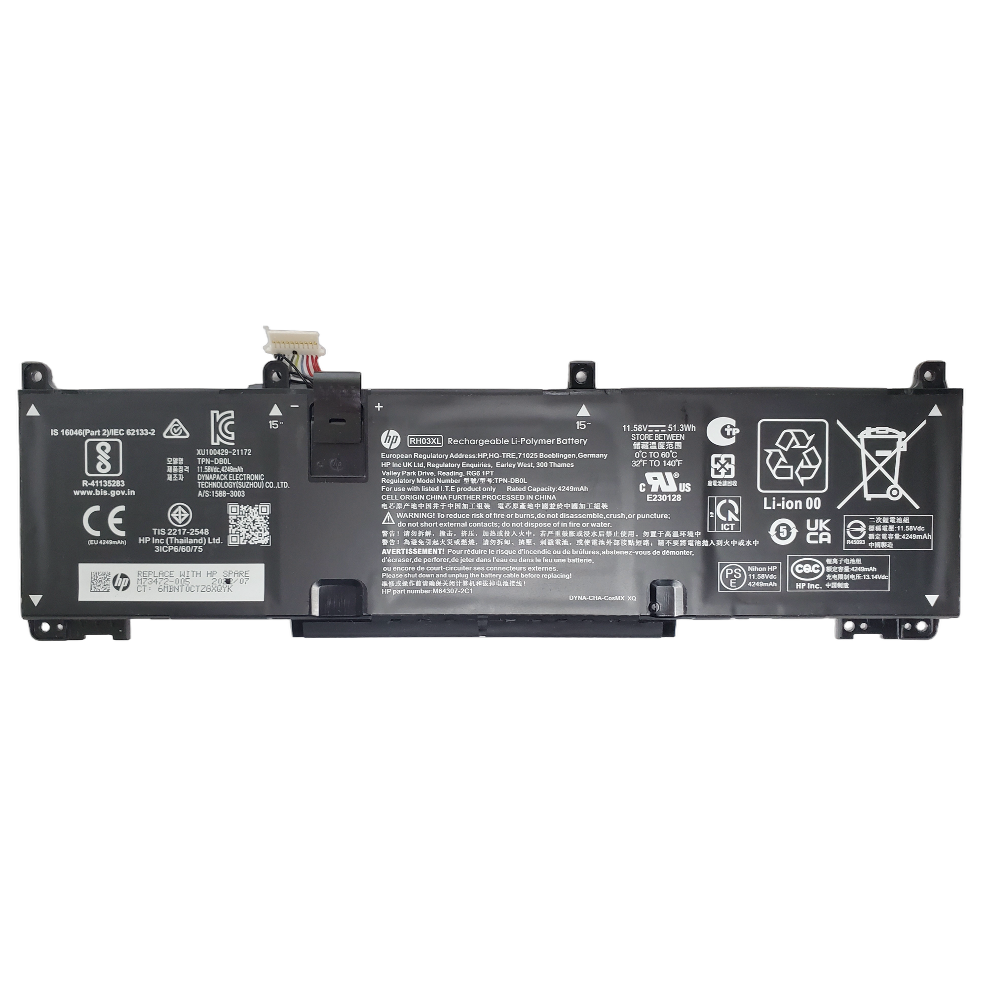 Batería HP Elitebook 630 640 650 G9 G10 3C 51WH 4.68AH LI M64307-171 M73472-005 RH03 RH03XL 1
