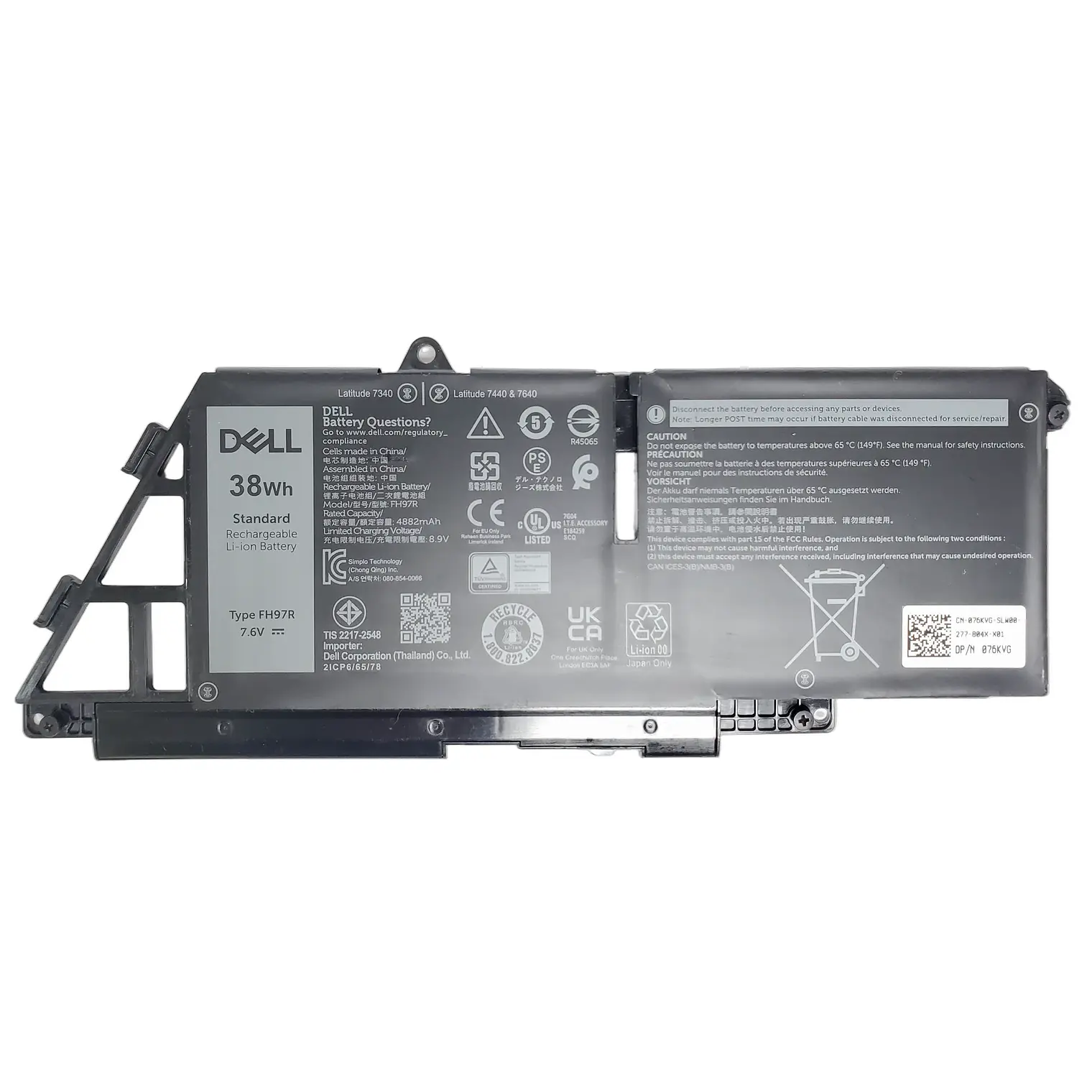 Bateria Dell Latitude 7340 7440 7640 7.6V 38WH 2ICP6/65/78 2CEL 76KVG 599M7 FH97R 1