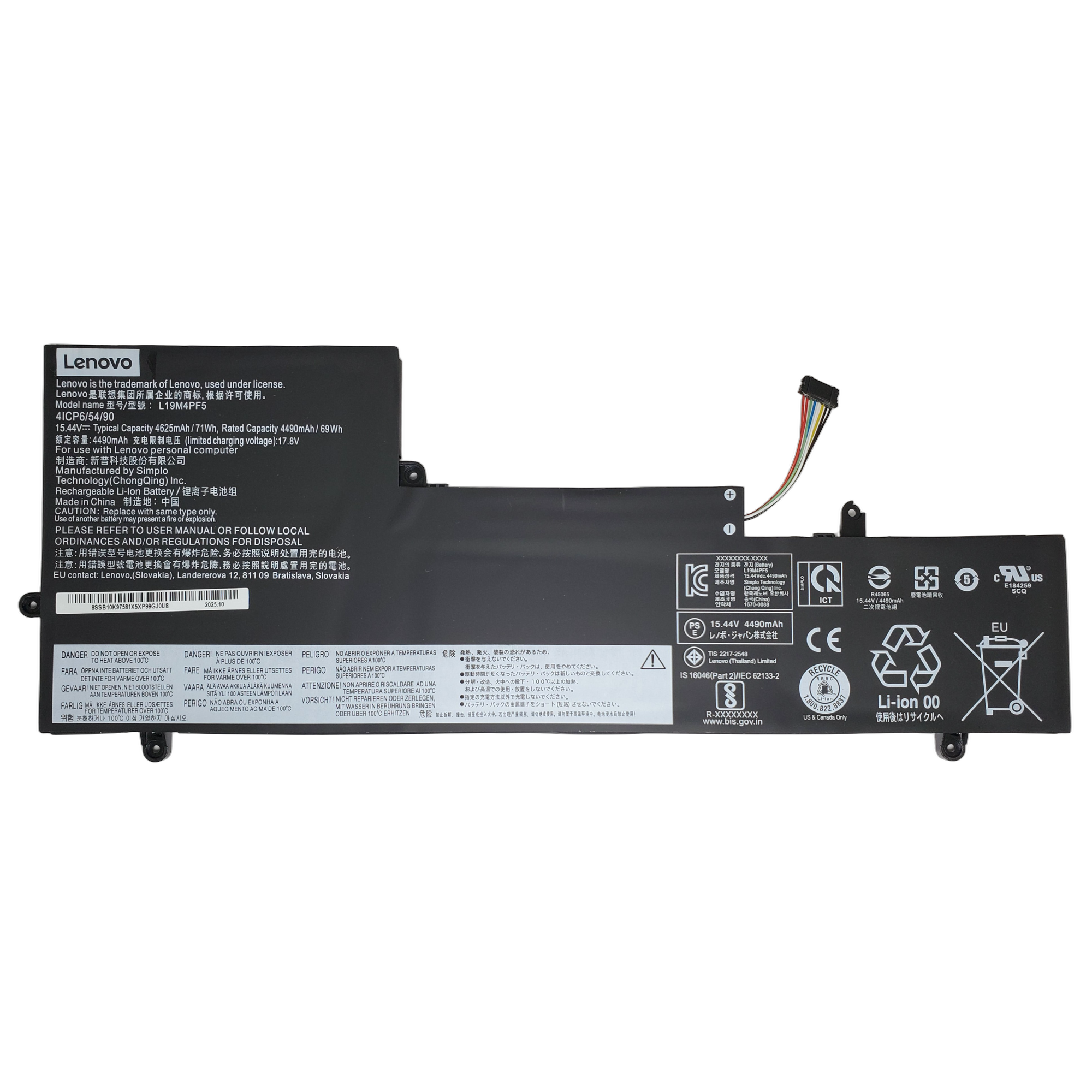 Batería Lenovo Ideapad Yoga Slim 7-15Iil05 Slim 71Wh 15.4V 5B10Ww65278 L19C4Pf5 1