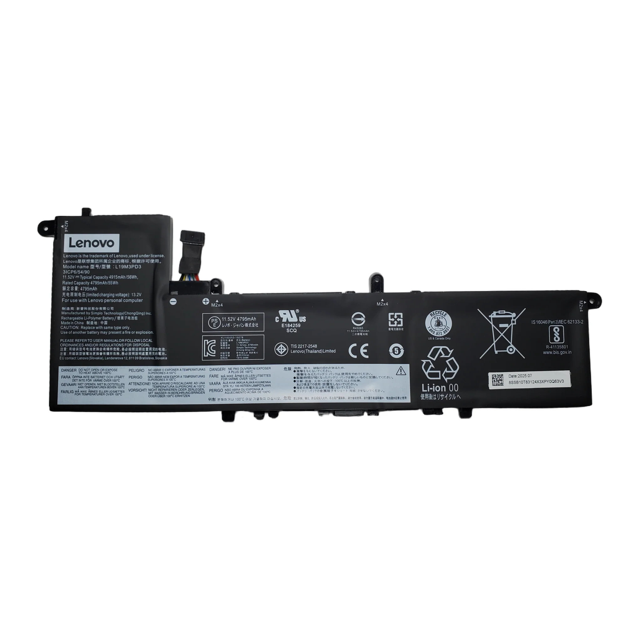 Bateria Lenovo Pro-13 2019 2020 11.52V 56Wh L19L3Pd3 L19M3Pd3 L19M3Pd3 1