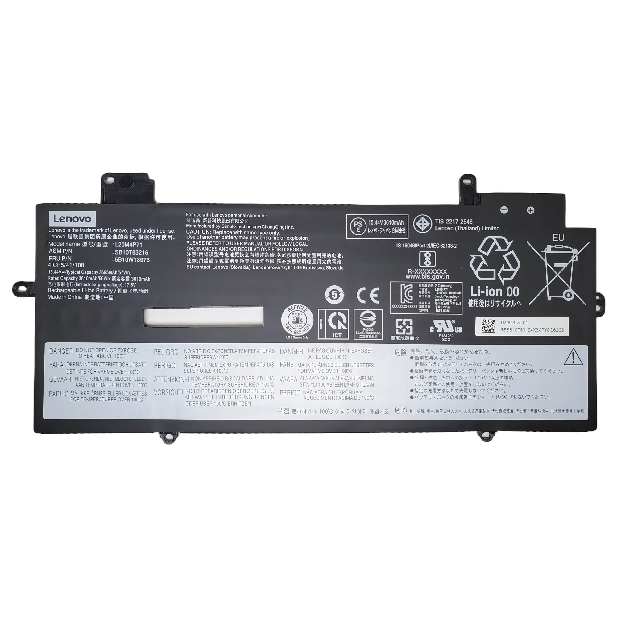 Bateria Lenovo Thinkpad X1 Carbon G9 20Xw Series 57Wh 15.44V L20C4P71 L20D4P71 L20L4P71 L20M4P71 1