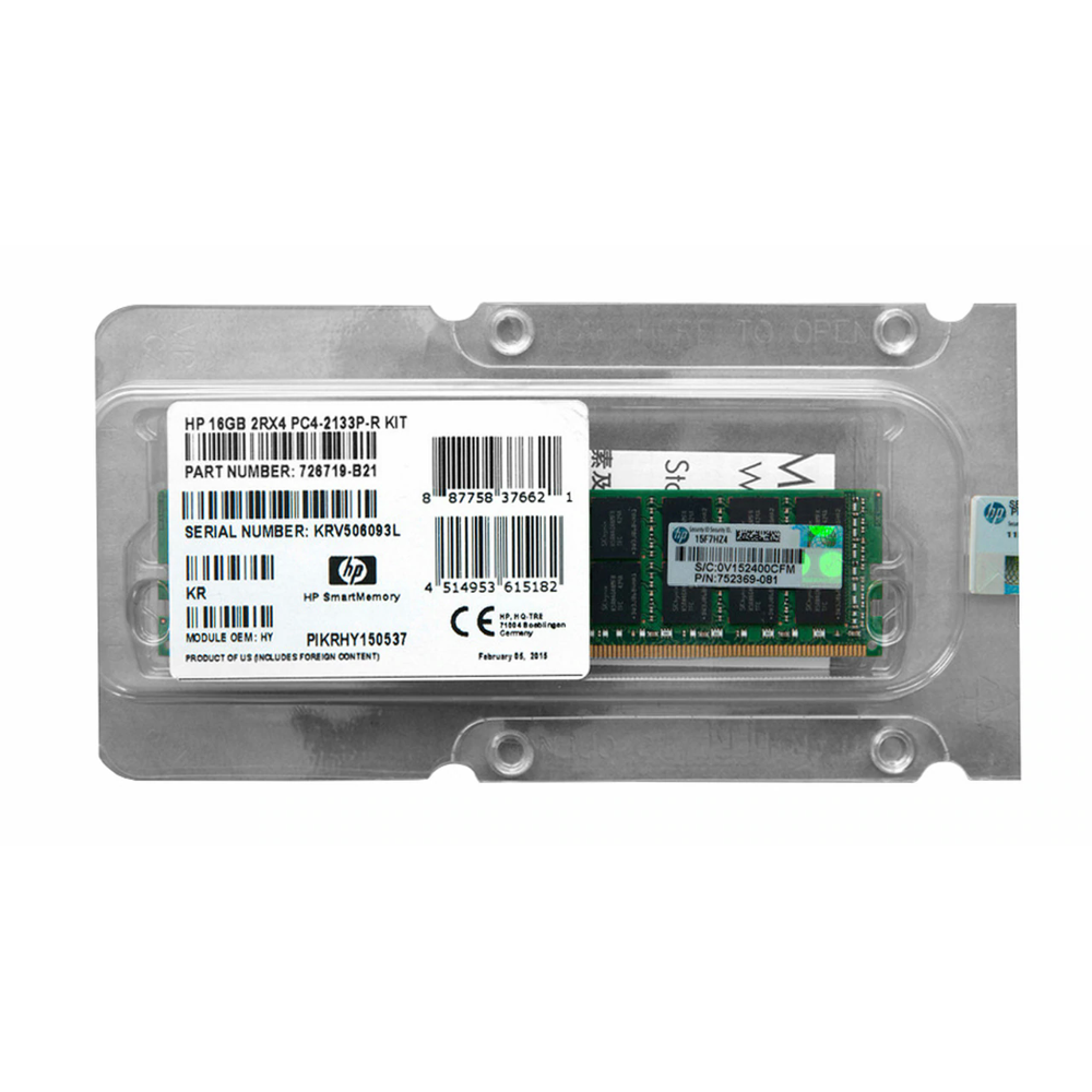 Memoria 16GB (1x16GB) Dual Rank DDR4-2133 726719-B21 1