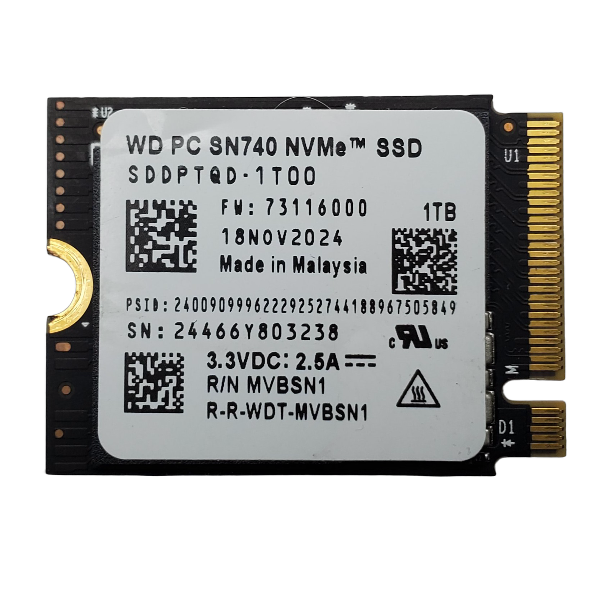 Unidad SSD WD NVMe 1TB M.2 2230 SN740 1