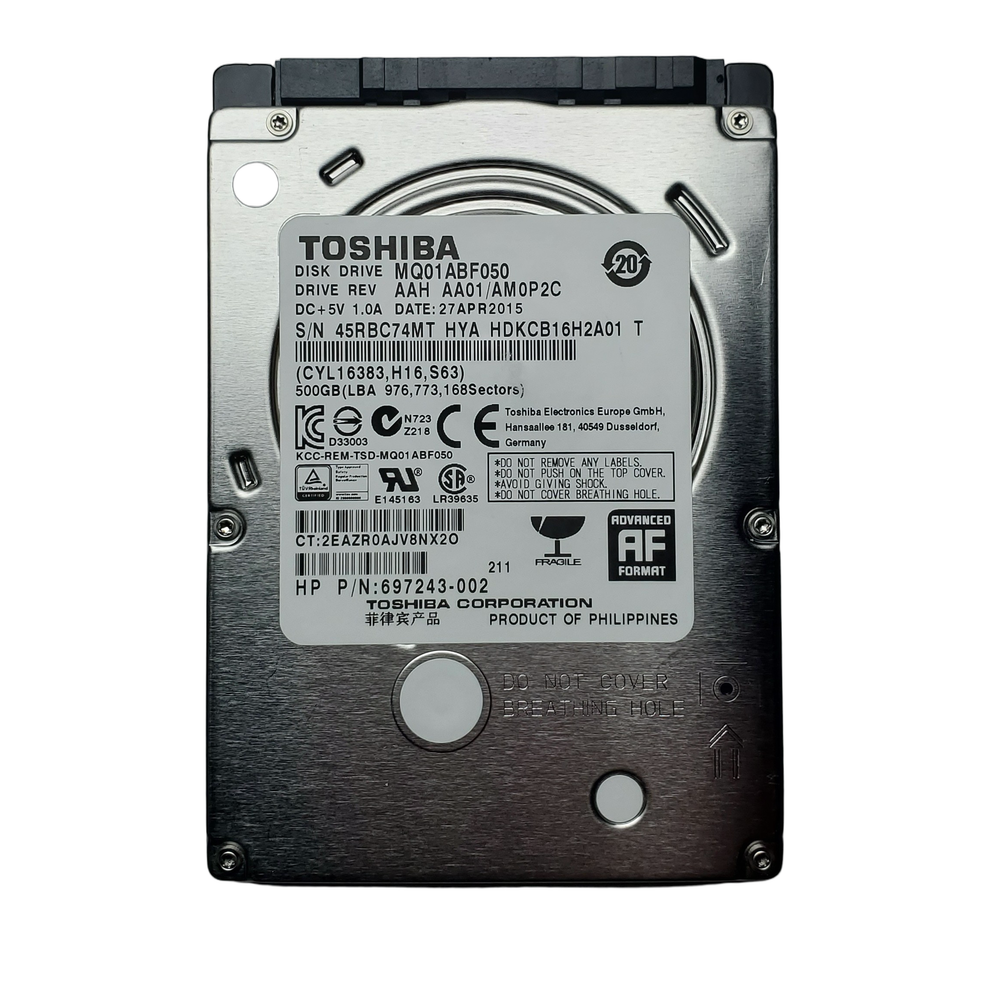 Disco Duro Toshiba 2.5” 500 GB 5400RPM SATA 697243-003 1