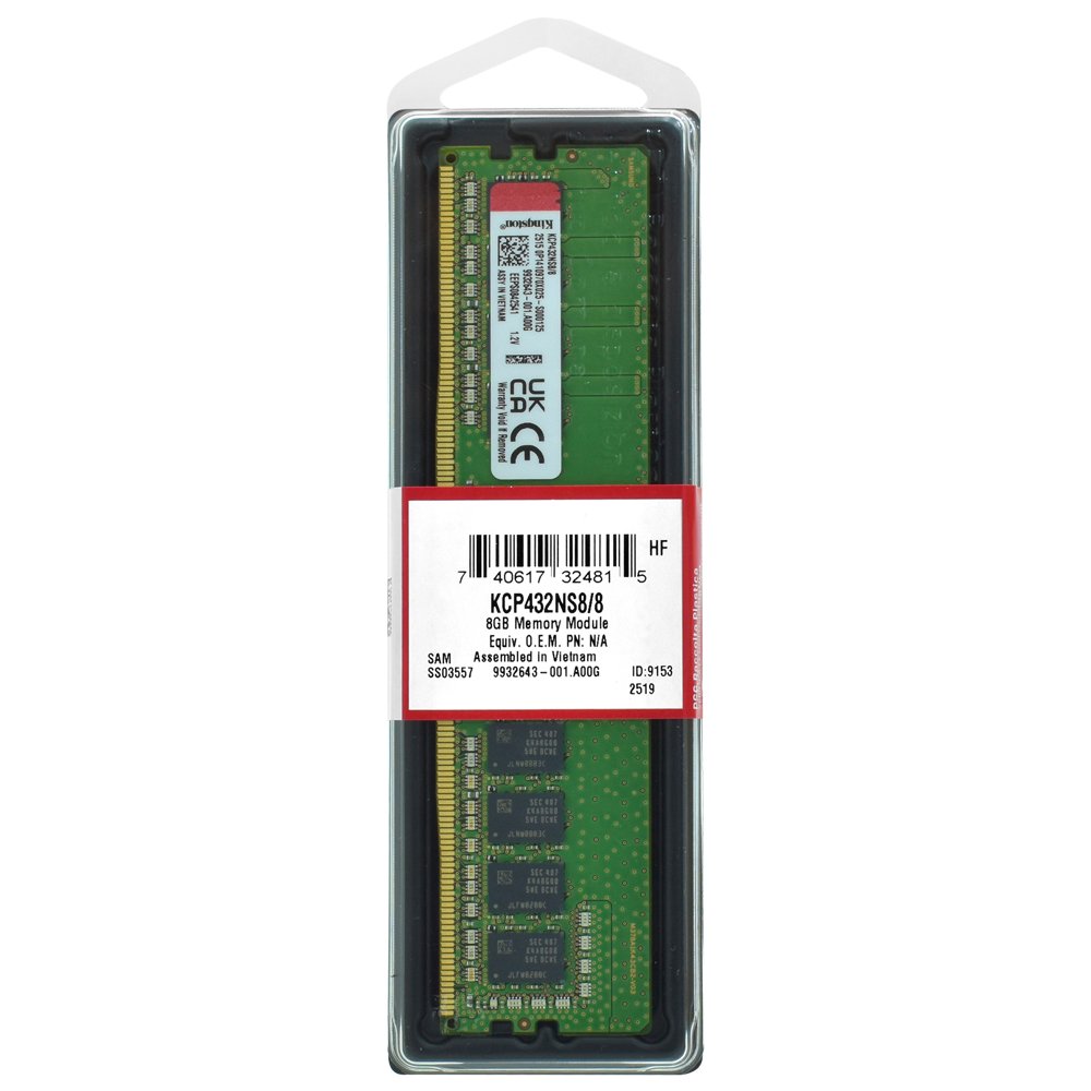Memoria RAM Kingston 8GB 3200MT/s CL22 DIMM DDR4 KCP432NS8/8 1