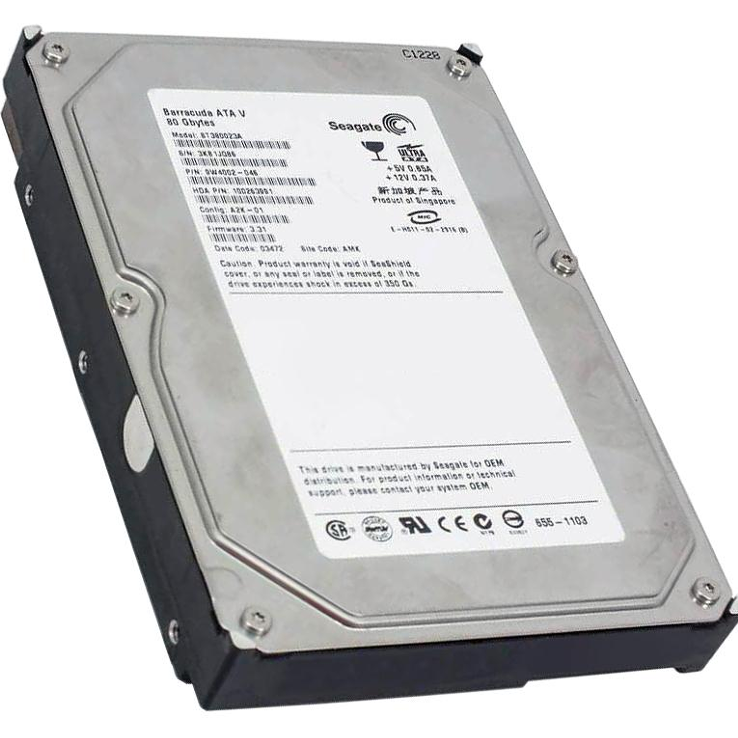 80Gb Sata 1.5Gb Hard Drive S ST380023AS 1