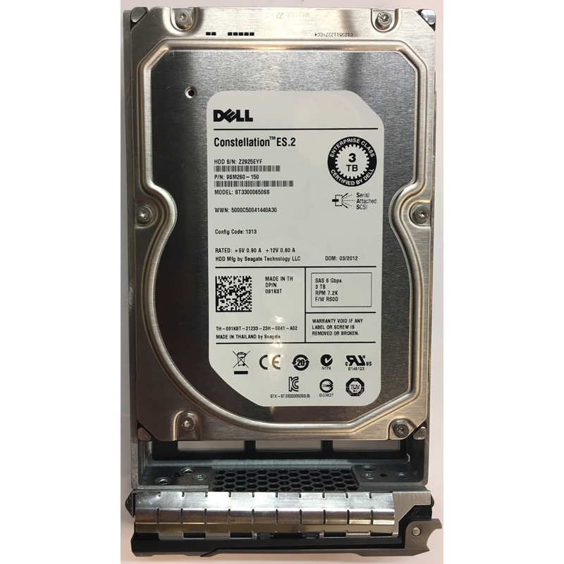 Dell 3-Tb 6G 7.2K 3.5 Sas W/F238F 091K8T 1