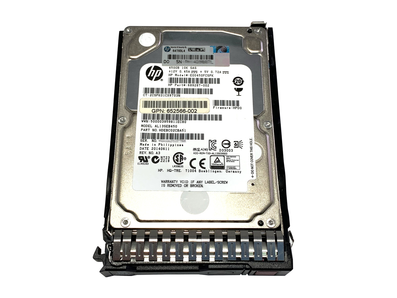 Disco Duro HP 450 Gb 6G Sas 10K 2 653956-001 1
